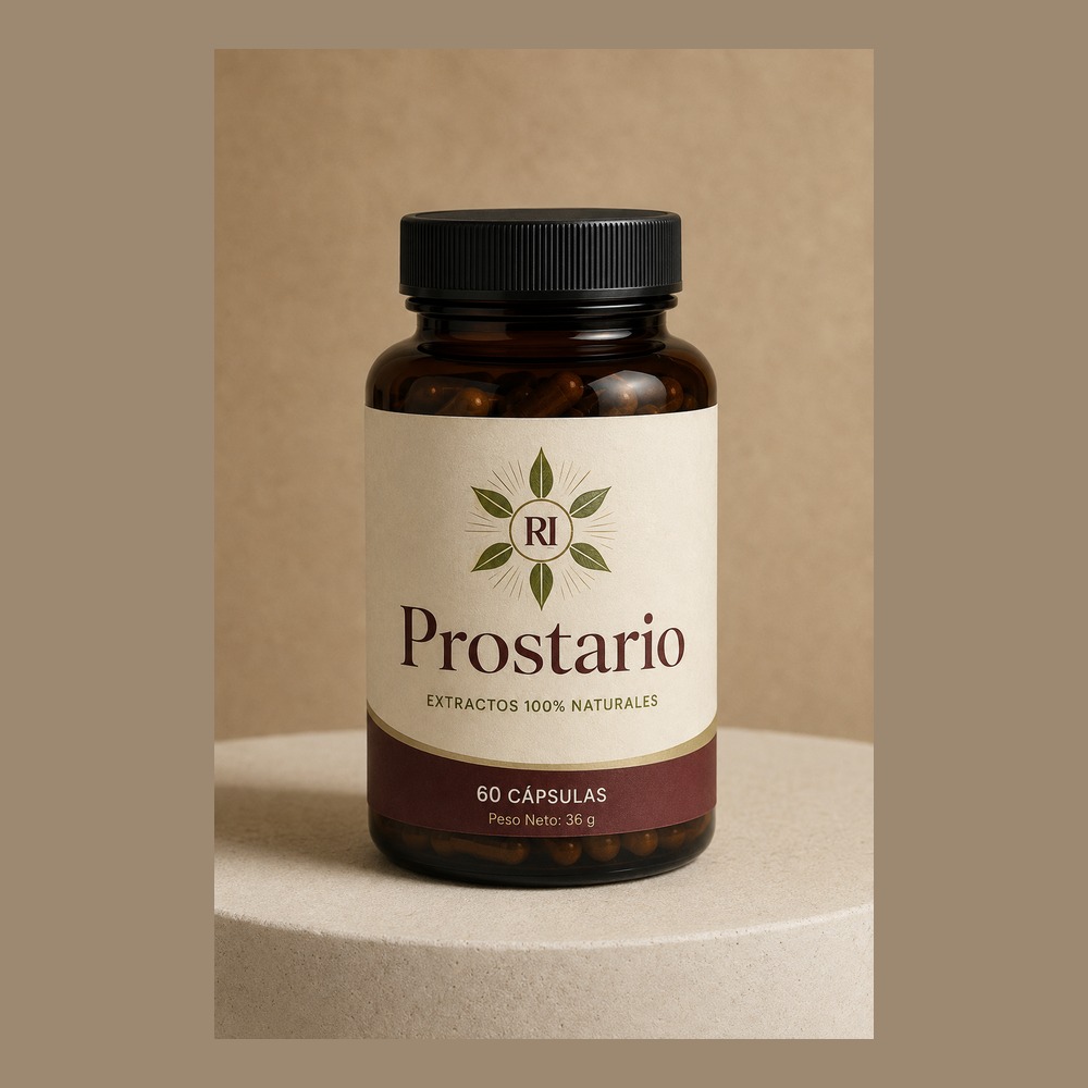 Envase de Prostario con etiqueta legible